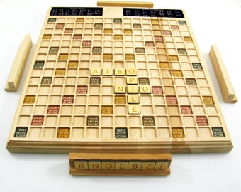 Handmade Wooden Scrabble Board Game: Luxury Family Fun Decor