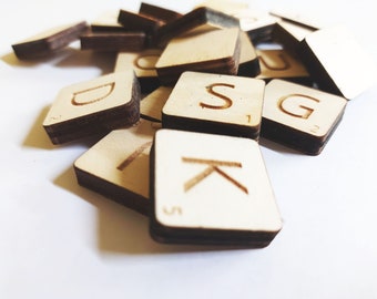 Wooden Scrabble Tiles: English Alphabet Set, DIY Game Pieces