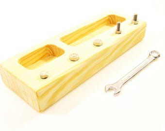 Montessori Wooden Screw Board with Wrench - Fine Motor Toy