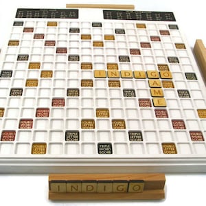 Handmade Wooden Scrabble Board Game: Solid Wood, Classic Word Fun