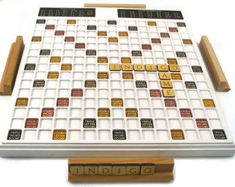 Handmade Wooden Scrabble Board Game: Solid Wood, Classic Word Fun