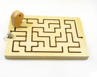 Wood Labyrinth mini Escape Room Tools Square Maze Wooden puzzle Square labyrinth Key Maze for Game Brain Teaser Toy for Kids & Adults