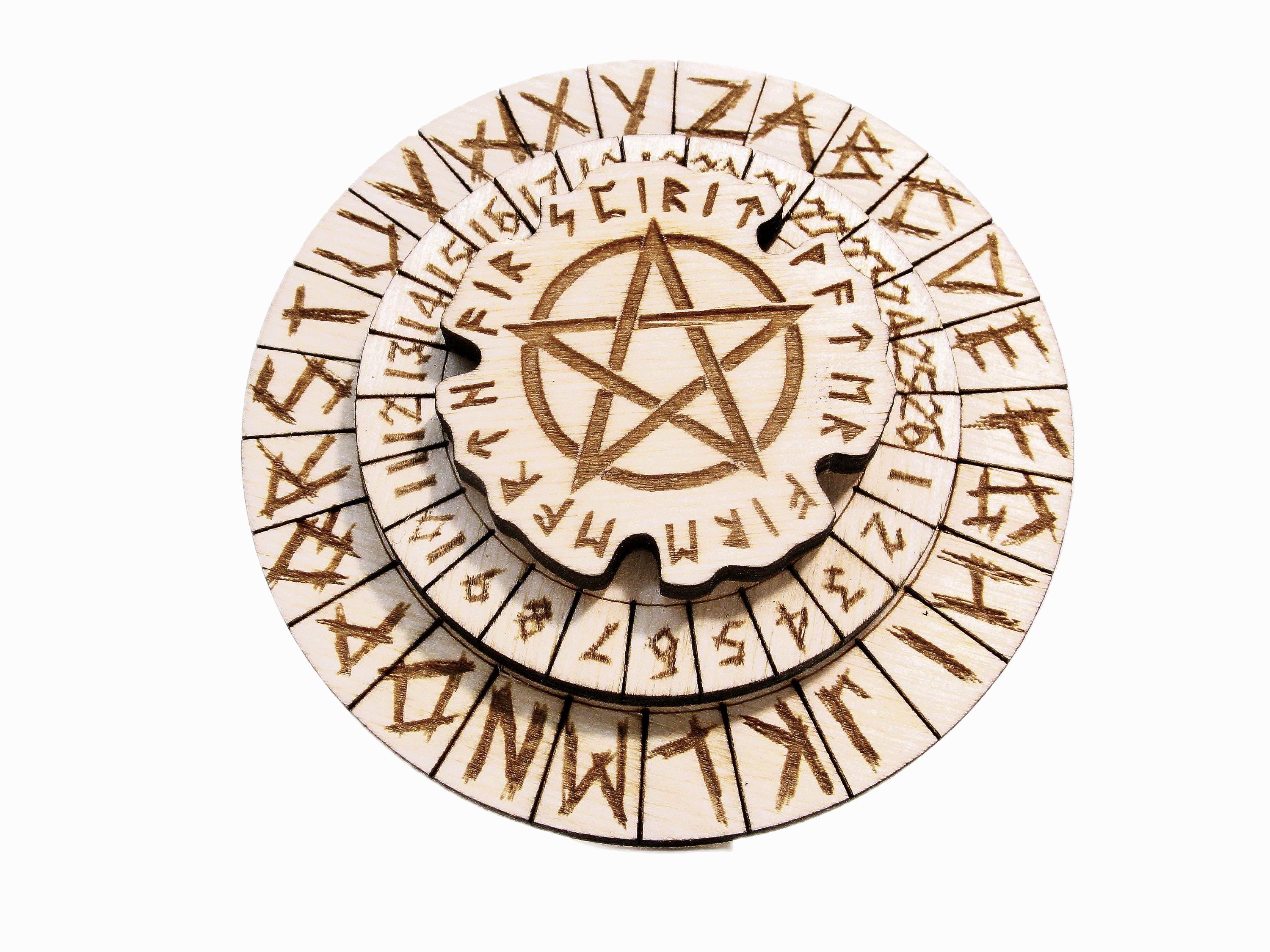 Wooden Decoder Wheel Puzzle: Scary Cipher Game for Adults & Teens