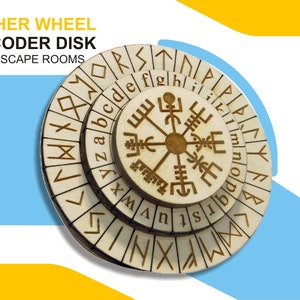 Runes Cipher Wheel for Escape Room Fupark Decoder Disk Fuþark Cipher ...