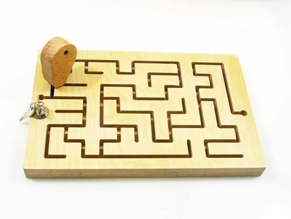 Wood Labyrinth Mini Escape Room Square Maze Wooden Maze Wood Maze Wooden Puzzle  Escape Room Square Labyrinth Key Maze for Escape Rooms 