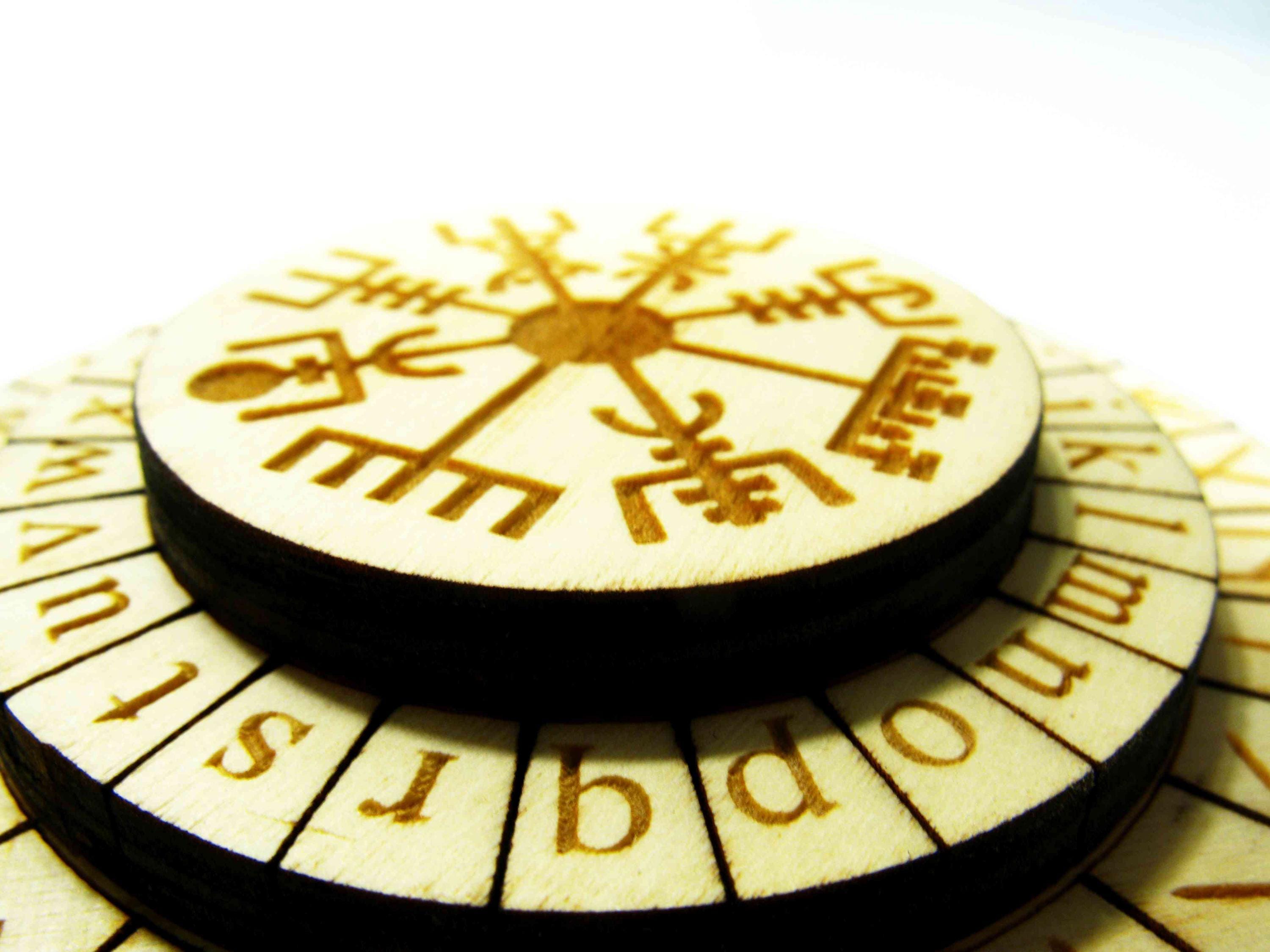 thumbnail image 2 of Janelle Cipher Wheel Device, Cipher Tool, Message Decoder, Encryption Device, Enigma Machine, Cipher Disk Puzzle, Escape Room Prop, Encoder 2 of 14