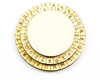 Mini Alberti Cipher Wheel: Wooden Code Decryptor for Escape Room