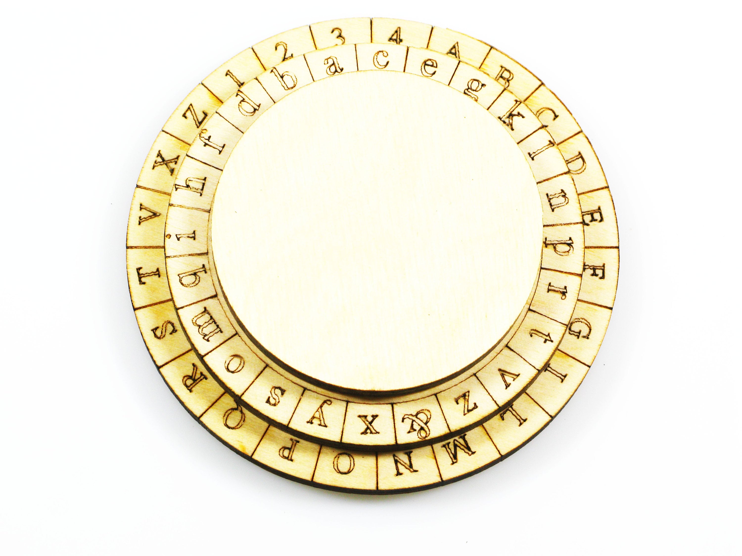 Mini Alberti Cipher Wheel: Wooden Code Decryptor for Escape Room