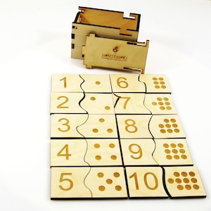 Jouets Montessori Puzzle en bois avec nombres Puzzle d'apprentissage préscolaire Jouet en bois Cartes éducatives Cartes d'apprentissage Montessori assorties à un jouet écologique