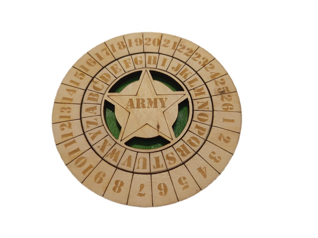 Wooden Army Cipher Wheel – Laser Engraved Military Decoder for Escape ...