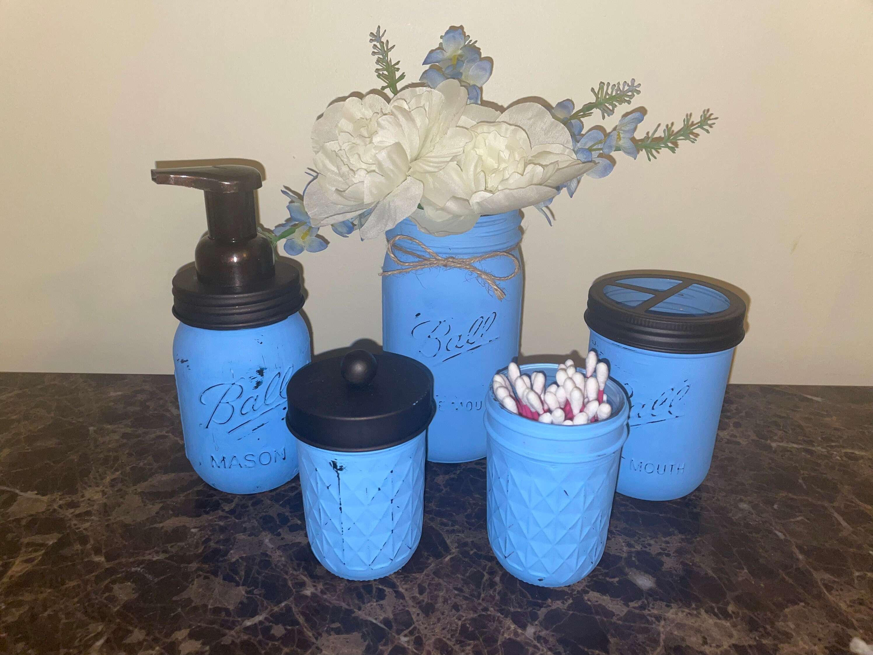 Rustic Mason Jar Bathroom Set Etsy