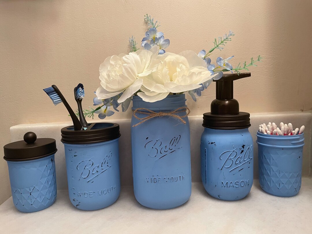 Rustic Mason Jar Bathroom Set - Etsy