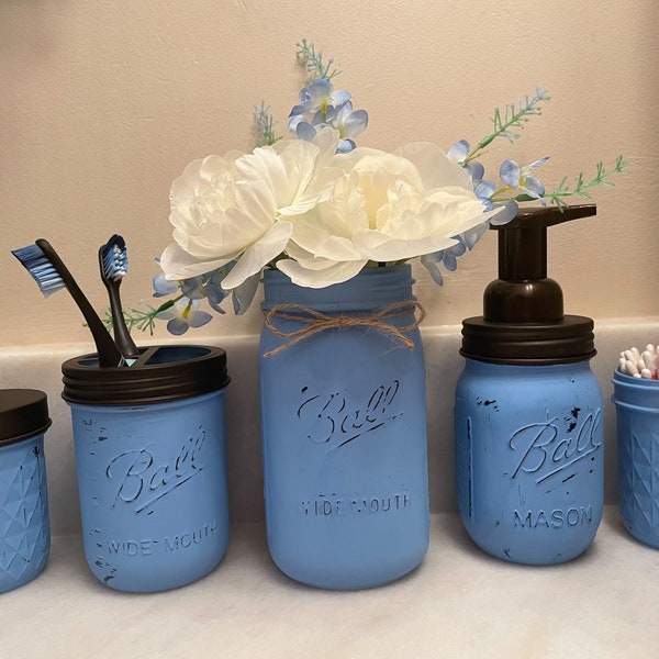 Rustic Mason Jar Bathroom Set