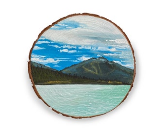 Morning Press: Painting Series - Handmade Original Gouache Landscape Painting - Wood Circle