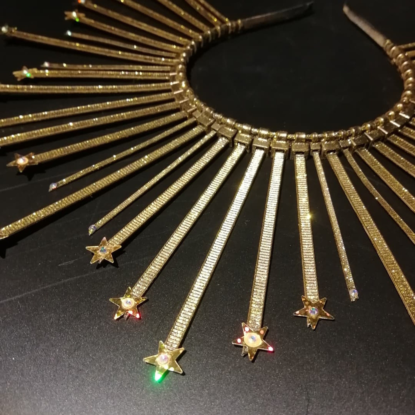 Gold zip tie halo crown with holographic stars rainbow Etsy