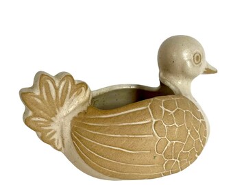 Vintage 1960s Lion's Valley STONEWARE DUCK PLANTER / David Stewart Design / 6-1/2" x 4" / Succulent Planter / Duck Lover / Pottery Collector
