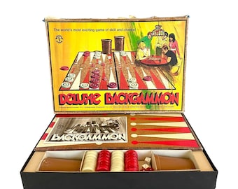 Vintage 1970s Pacific Game Company Deluxe BACKGAMMON GAME SET / Complete Set / Family Game Night / Vintage Game Collector / Backgammon Love