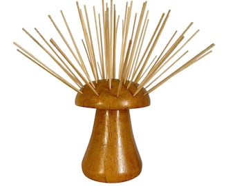 Vintage 1970s Hand Crafted MUSHROOM Wooden TOOTHPICK HOLDER / Fab Bar Cart Style / Fab Retro Serving Ware / Fab Entertaining Style!