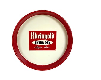Vintage RHEINGOLD Beer Advertising METAL TRAY / Bar Cart Style / Serving Style