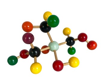 Vintage 1960s MOLECULAR MODEL / Colorful Wooden Spheres With Natural Wooden Rods / Atomic Style Objet d'Art / Retro Fab, Cool MCM Display!