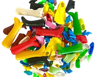 Vintage Collection of 62 Pairs of BARBIE DOLL Plastic FOOTWEAR / Boots, Heels, Pumps, Stilettos, Flats, Sneakers / Rare, Sought After Find!