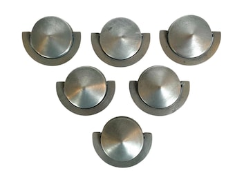 Mid Century 1960s Set of Six KEELER Brass Company No. K-7096 Aluminum Crescent Ring DRAWER PULLS / 2-1/2" x 2-1/4" / Fab, Rare Finds!