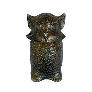 Retro (60s) Cool Painted Metal OWL COIN BANK / Good, Used Condition / 5&quot; x 3-1/2&quot; / Fab Style / Unique Display / Owl Collector / Owl Lover!