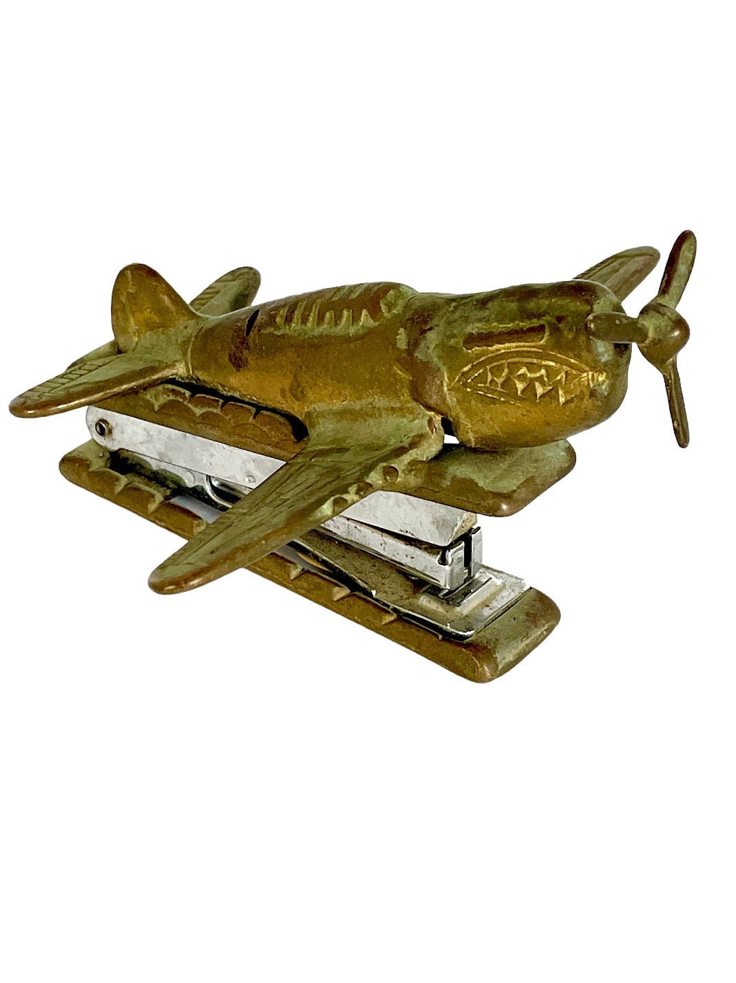 Vintage Acrylic Airplane Paperweight & Pencil Holder Desk