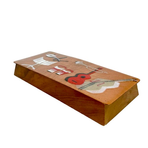 Mid Century (50s) Cool ERNEST SOHN Enamel, Copper and Walnut Sectioned BOX / 9-5/16
