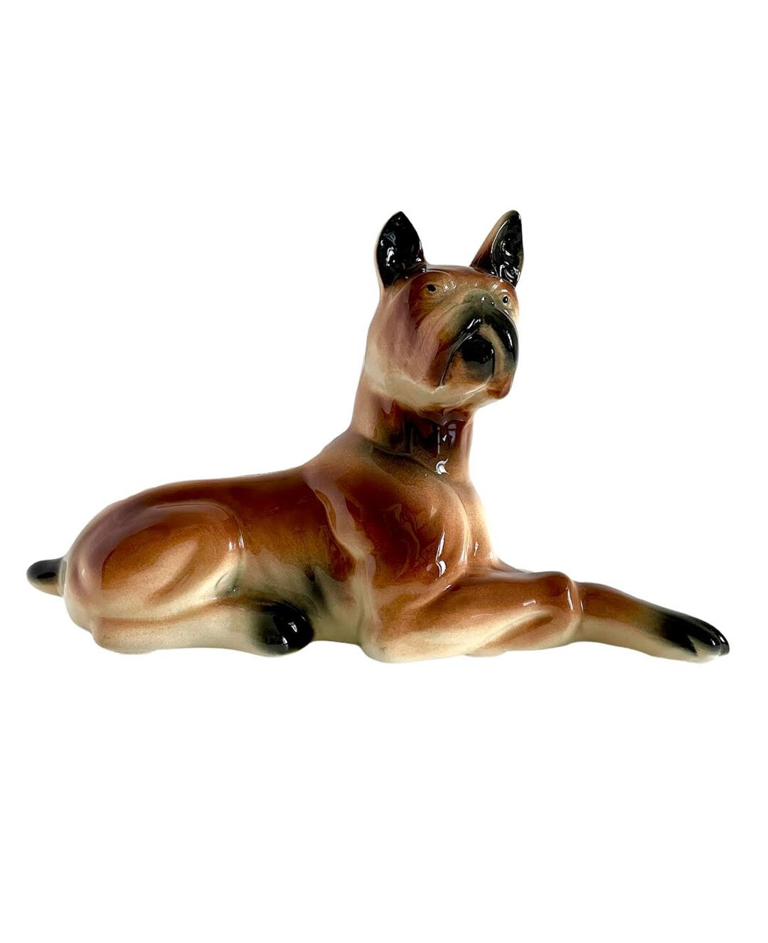 Vintage Large Glazed CERAMIC BOXER Dog PLANTER / Succulent Planter / 13