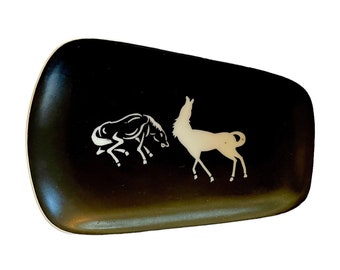 Mid Century Mod Atomic Porcelain HORSE TRINKET DISH / 6-3/4" 4-1/2" / Jewelry Dish, Key Dish, Soap Dish / Coffee Table Display / Horse Lover