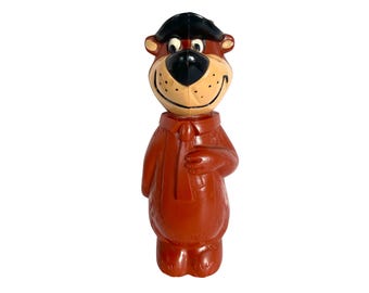 Vintage 1960s YOGI BEAR Plastic Coin BANK / 9-3/4" x 4-1/2" / Retro Cartoon Collectible