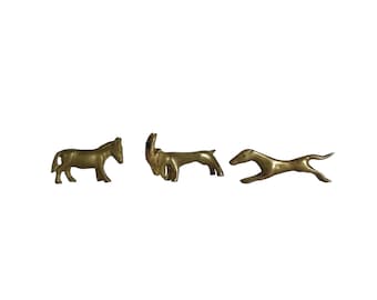 Vintage 1950s BRASS ANIMAL FIGURES / Greyhound, Pony, Billy Goat / Retro Brass Collectibles / Animal Lover / Brass Collection / Rare Finds!