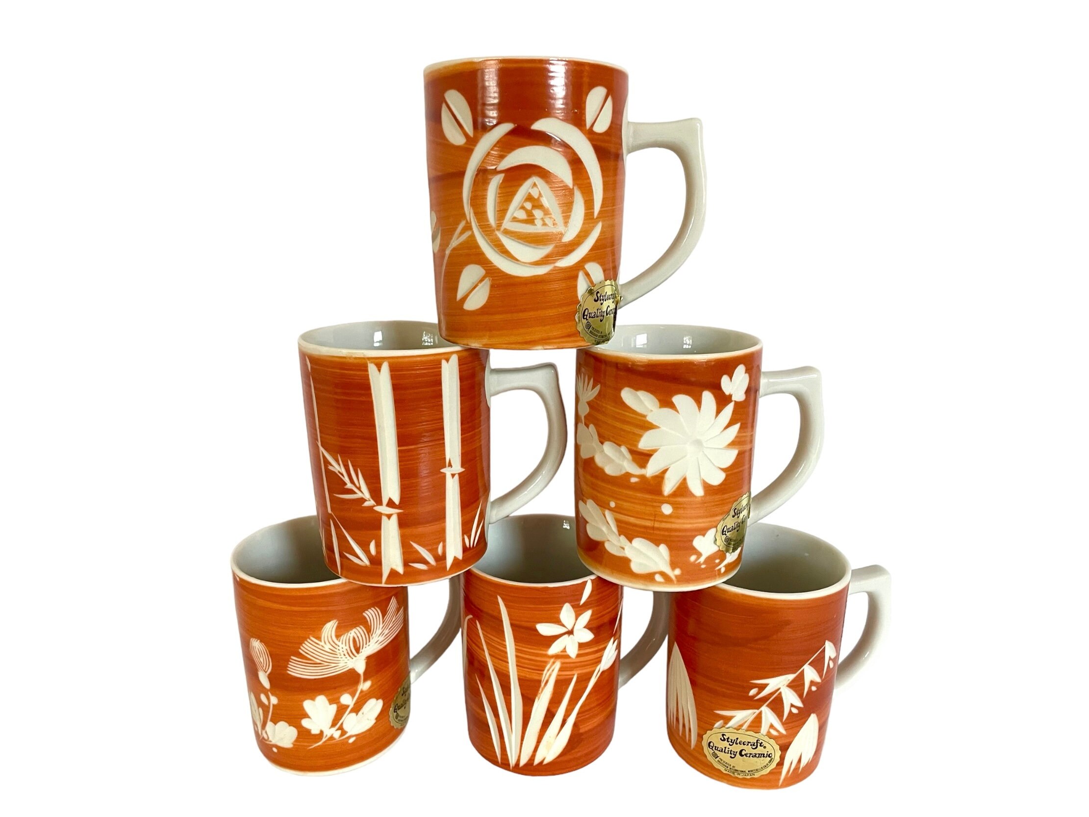 人気ブランドバ40代 Vintage (70s) Set of SIX Stylecraft (japan) CERAMIC MUGS in 小物