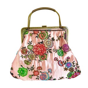 Retro Hand STITCHED BEADED PURSE With Chain / 14&quot; x 12&quot; / Very Good Condition / Evening/Daytime Bag / Fabulous Colors / Fashionista Chic!