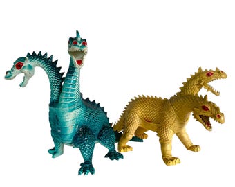 Vintage 1980s IMPERIAL Toys Two Headed DRAGON FIGURES / Set of Two