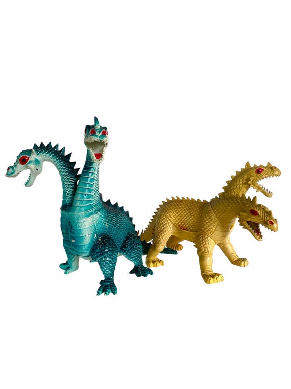 SSECA TOY 2台まとめて　現代　雙龍 Vintage 1980s IMPERIAL Toys Two Headed DRAGON FIGURES / Set of Two
