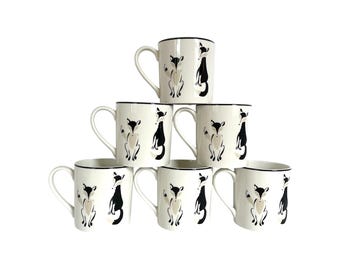 Vintage Set of Six KATE SPADE New York Lenox Wickford Forest Drive Porcelain MUGS / Fabulous Fox Design / 3-1/2" x 3-1/4" / Unused Condition