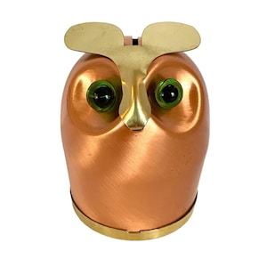 Retro (60s) Coppercraft Guild OWL COIN BANK / Very Good Condition / 3-3/4&quot; x 3&quot; / Fab Vintage Nursery Decor / Owl Lover&#39;s Gift / Rare Find!