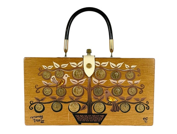 Vintage 60s Enid COLLINS Original Money Tree Wooden BOX BAG / Good 