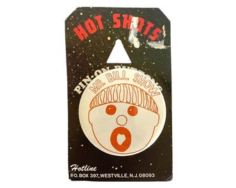 Vintage 1970s MR. BILL Pinback BUTTON on Original  Hot Shots Display Card / 3" Diameter / Saturday Night Live Memorabilia / "Oh No"!
