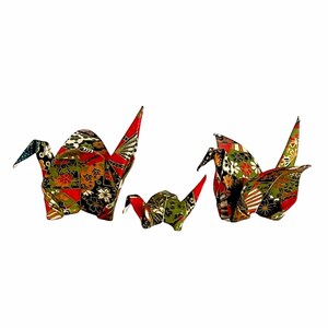 Retro Set of Three Japanese Paper ORIGAMI BIRD DECORATIONS in Original Gift Box / Very Good Condition / Fabulous, Unique Gift / Cool Find!