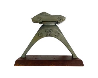 Vintage 1964 Revell Second National Open Custom CAR CONTEST TROPHY / Cast Aluminum, Wood / 9-1/2" x 11" / Man Cave Decor / Trophy Collector