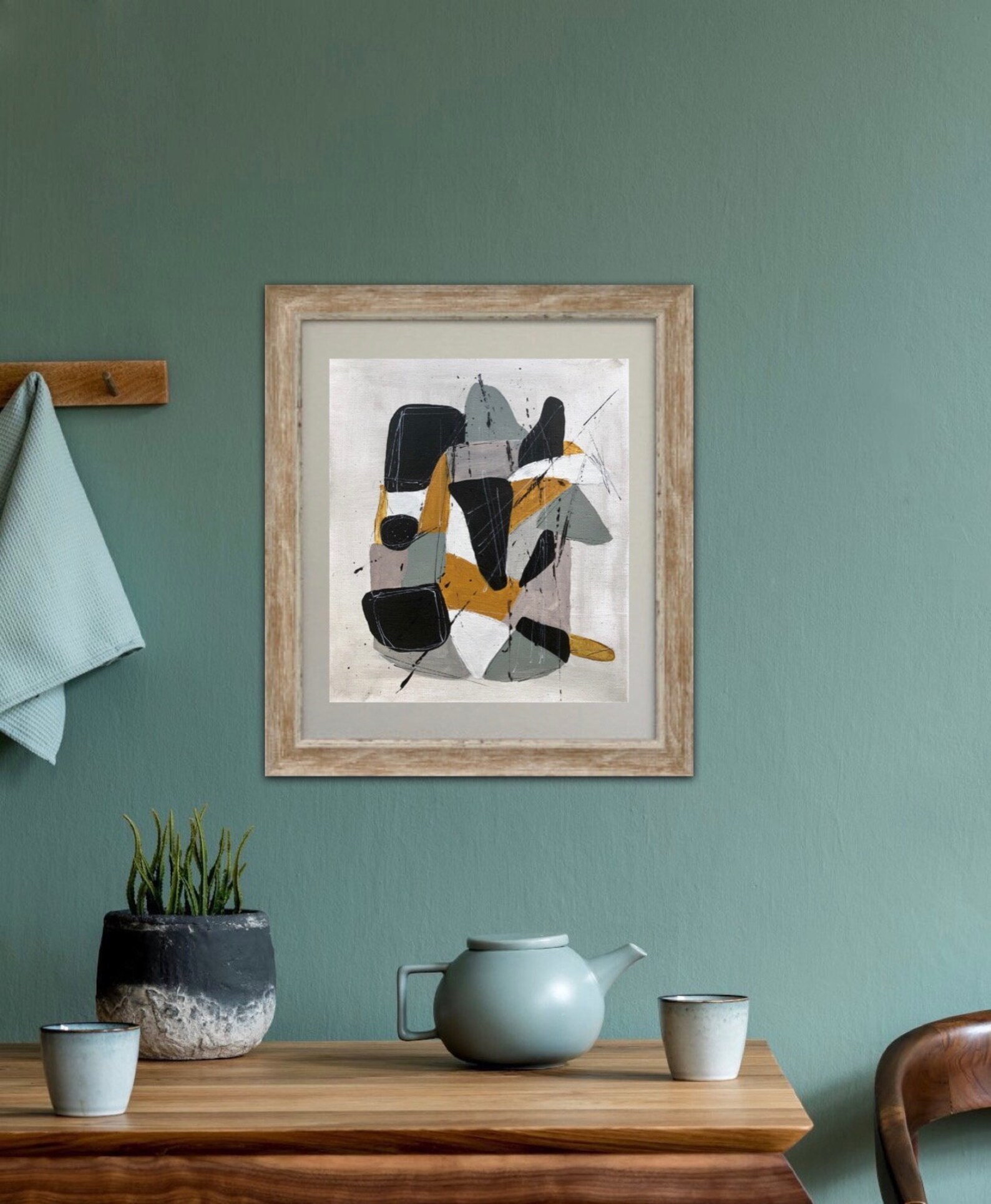Mustard and Grey Abstract Wall Art Yellow Grey Art Print Etsy UK