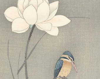 吉田敏による四季の鳥シリーズより「春」の日本美術版画、木版画