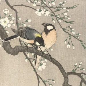 小原古邨木版画復刻版 木製フレーム付き 小原古邨木版画復刻版 木製フレーム付き Japanese chickadee