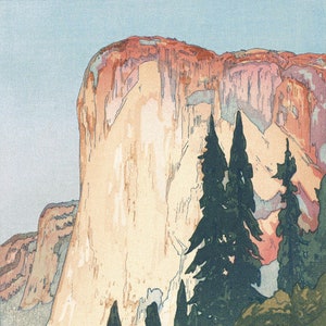 Japanese Art Print "El Capitan, Yosemite" from the American Series by Yoshida Hiroshi, woodblock, giclée, print, national park, America