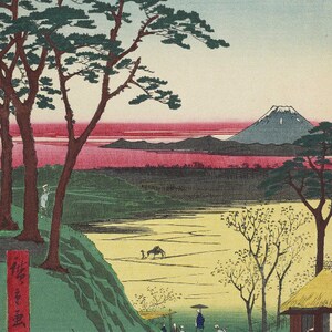Japanese Art Print "Old Man's Tea Shop at Meguro, 100 Famous Views of Edo" by Hiroshige Utagawa, woodblock, giclée, print, rural
