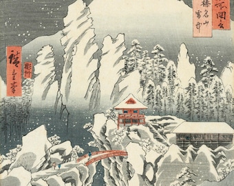 Japanese Art Print "Kozuke, Mount Haruna Under Snow, Sixty-odd Provinces of Japan" by Hiroshige Utagawa, woodblock, giclée, print