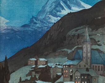 吉田博によるヨーロッパシリーズより「マッターホルンの昼/夜」、木